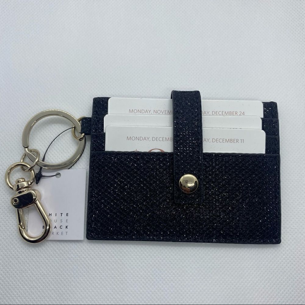 NWT White House Black Market Black Textured Card Case